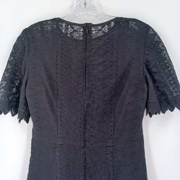NANETTE LEPORE 2 Black Lace A Line Dress Eyelet Texture Lined Classic Zip Back - Picture 8 of 15
